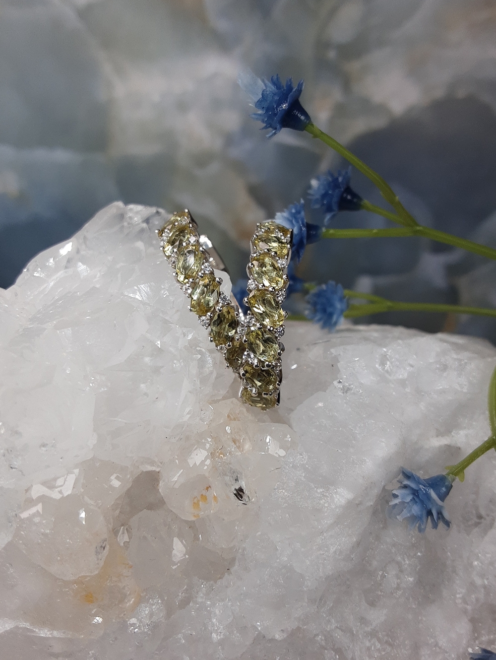925 Yellow Apatite Locking Back Hoop Earrings. Price Is Firm.